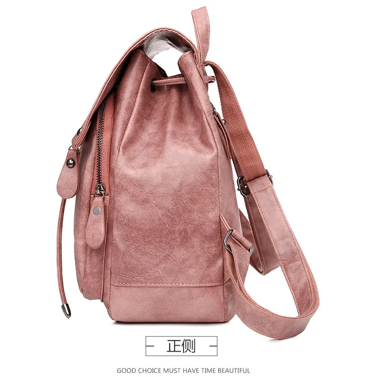 Women Backpack Pu leather Teenage Bags for Female Candy School Bag Outdoor