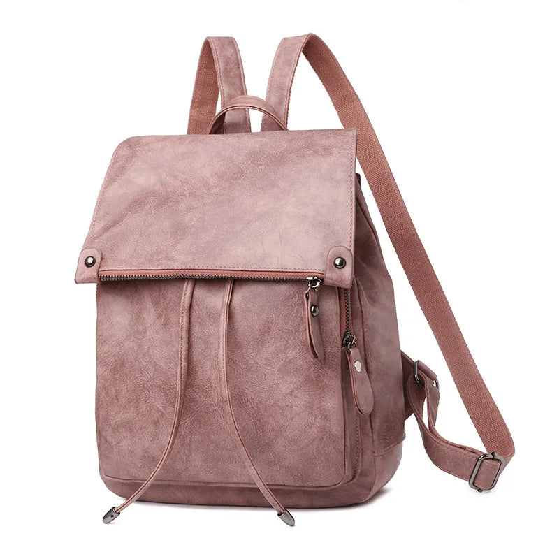 Women Backpack Pu leather Teenage Bags for Female Candy School Bag Outdoor