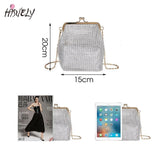 Metal Evening Bag with Chain Strap Women Diamonds Beaded Small Shoulder Bag