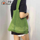 Women Hollow Knitted Shoulder Bag Crochet Tote Shopper Handbags Beach Bag