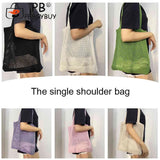 Women Hollow Knitted Shoulder Bag Crochet Tote Shopper Handbags Beach Bag