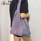Women Hollow Knitted Shoulder Bag Crochet Tote Shopper Handbags Beach Bag