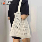 Women Hollow Knitted Shoulder Bag Crochet Tote Shopper Handbags Beach Bag