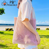 Women Hollow Knitted Shoulder Bag Crochet Tote Shopper Handbags Beach Bag