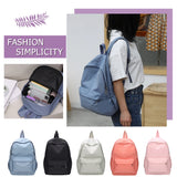 Women Nylon Backpack Preppy Style Solid Large Handbags
