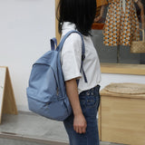 Women Nylon Backpack Preppy Style Solid Large Handbags