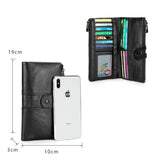 Women Oil Wax Wallets Female Leather Zipper Purse Long Phone Holder