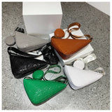 Leather Shoulder Bag Triangle Design Casual Messenger Purse