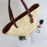 Large Capacity Straw Woven Shoulder Bags Hand-woven Tote Bags