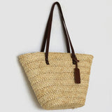 Large Capacity Straw Woven Shoulder Bags Hand-woven Tote Bags