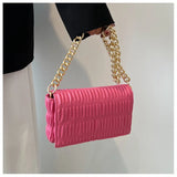 Women Smocked Bag Lady Small Shoulder Flap Bags PU Leather