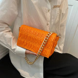 Women Smocked Bag Lady Small Shoulder Flap Bags PU Leather