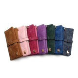 Women Wallets Nubuck Leather Zipper Long Purse Vintage Frosted