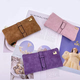 Nubuck Leather Zip Wallet Fold Clutch