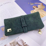 Nubuck Leather Zip Wallet Fold Clutch