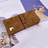 Nubuck Leather Zip Wallet Fold Clutch