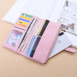 Nubuck Leather Zip Wallet Fold Clutch