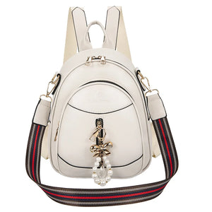 Women's PU Leather Backpack Casual Ladies Shoulder Bag Small Schoolbag