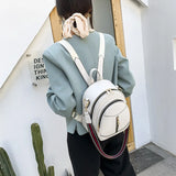 Women's PU Leather Backpack Casual Ladies Shoulder Bag Small Schoolbag