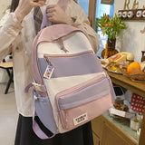 Contrast Waterproof Nylon Travel Backpack for Women