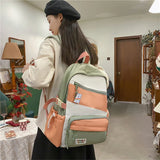 Contrast Waterproof Nylon Travel Backpack for Women