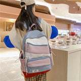 Contrast Waterproof Nylon Travel Backpack for Women