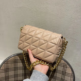 Women's Chain Lattice Shoulder Bag PU Material 6 Colors
