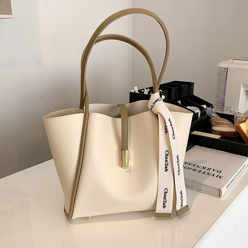 Small Fresh Contrast Pu Shoulder Bag Ladies Commuter Bag