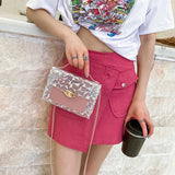 Women's Crossbody Bag, Versatile Transparent Printing Shoulder Bag