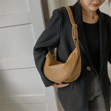 Women's Soft Leather Shoulder Messenger Hobo Bag Wild Feamel Half Moon Purse