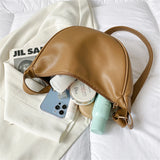 Women's Soft Leather Shoulder Messenger Hobo Bag Wild Feamel Half Moon Purse