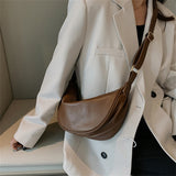 Women's Soft Leather Shoulder Messenger Hobo Bag Wild Feamel Half Moon Purse