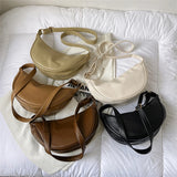 Women's Soft Leather Shoulder Messenger Hobo Bag Wild Feamel Half Moon Purse