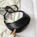 Women's Soft Leather Shoulder Messenger Hobo Bag Wild Feamel Half Moon Purse