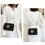 Women's Ins Tweed Chain Messenger Bag Flap Shoulder Tote Handbag