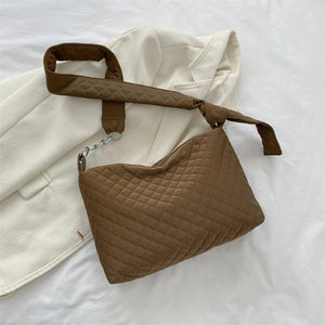 Women's Lattice Quilted Handbags Winter Female Shoulder Bag Cotton Padded Chains