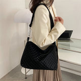 Women's Lattice Quilted Handbags Winter Female Shoulder Bag Cotton Padded Chains