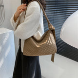 Women's Lattice Quilted Handbags Winter Female Shoulder Bag Cotton Padded Chains