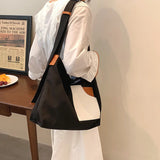 Large Capacity Tote Bucket Bag Magnetic Button Shoulder Bag