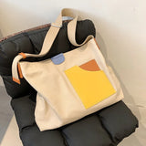 Large Capacity Tote Bucket Bag Magnetic Button Shoulder Bag