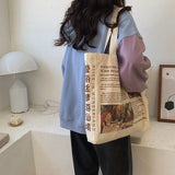 Vintage Style Oil Painting Pattern Large Canvas Shoulder Bag