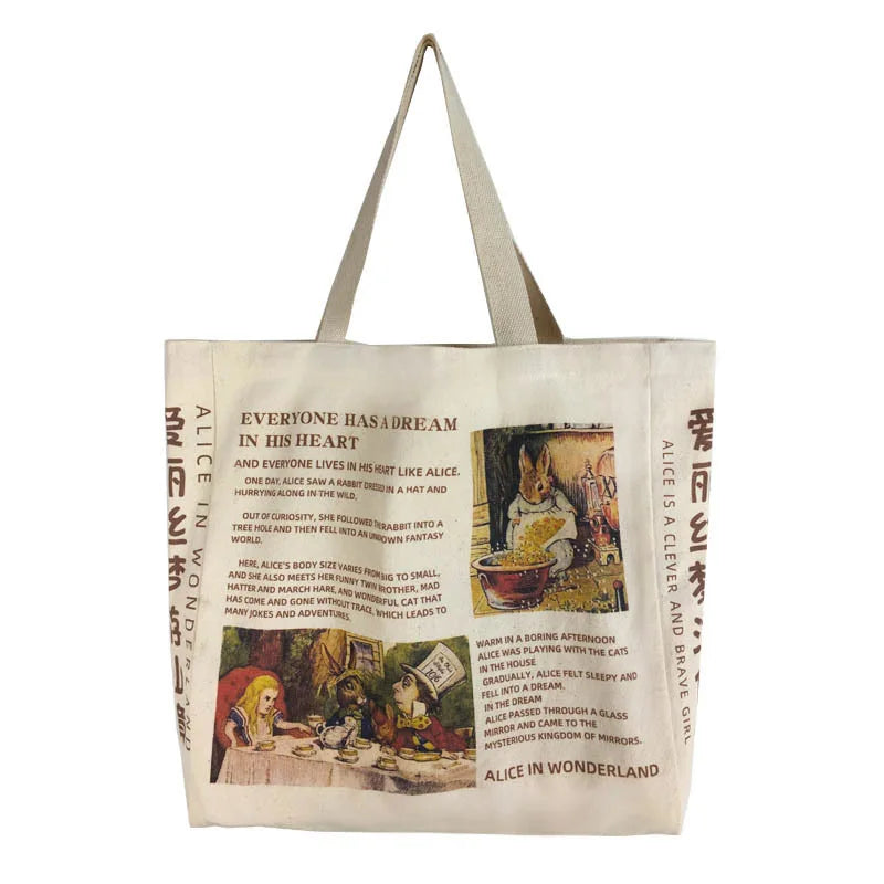 Vintage Style Oil Painting Pattern Large Canvas Shoulder Bag
