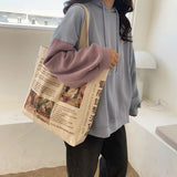 Vintage Style Oil Painting Pattern Large Canvas Shoulder Bag