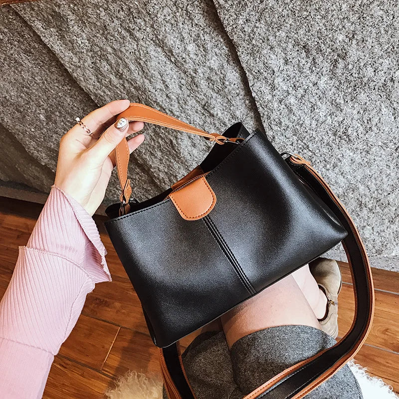 Women's Shoulder Messenger Bags Large Capacity Tote Bucket Bag