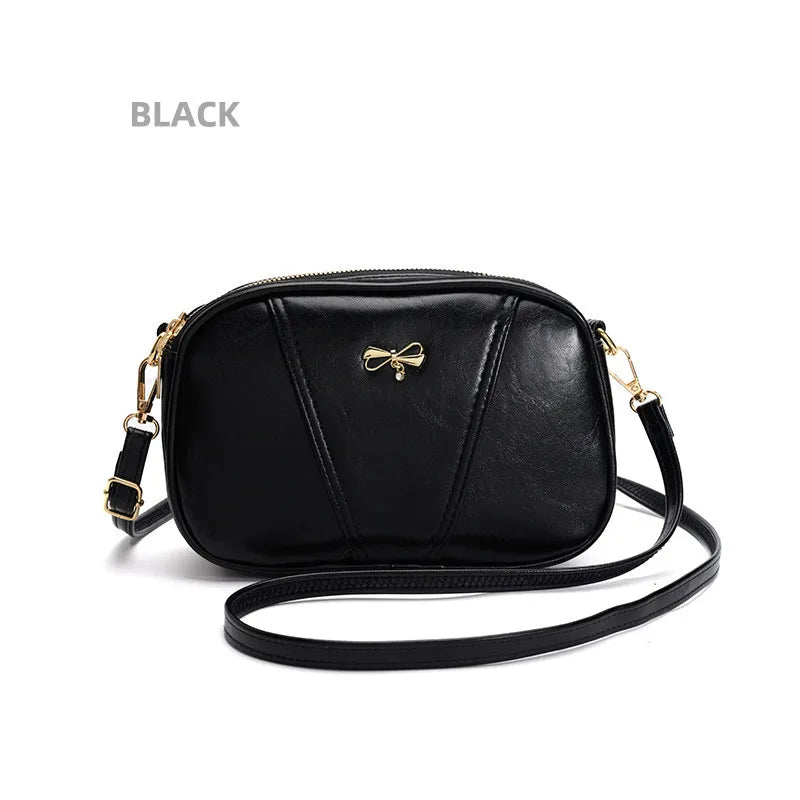 Square Leather Messenger Bag for Women High Quality Single Crossbody Bag