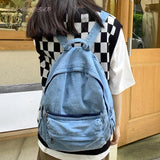 Mini Denim Backpack Women Students Bag Girl School Youth Rucksack