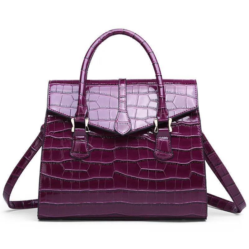 Female Crocodile Pattern PU Leather Handbag Shoulder Bag