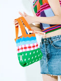 Rainbow Woolen Knitted Handbag for Women