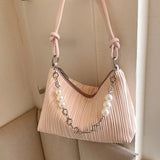 Soft Cloth Beaded Shoulder Bag for Women