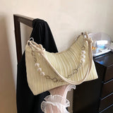 Soft Cloth Beaded Shoulder Bag for Women